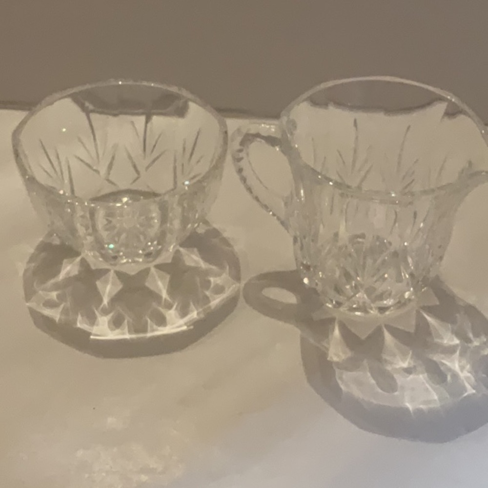 Crystal Creamer & Open Sugar Set Lismore Pattern